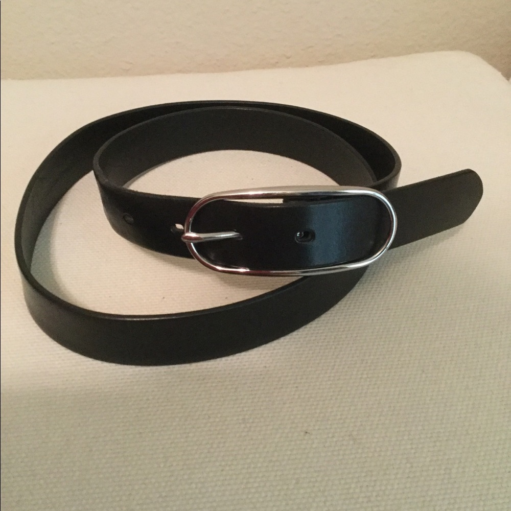 Black leather trouser belt